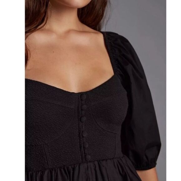 Anthropologie Maeve Puff Sleeve Sweetheart Mini Dress - Picture 2 of 9